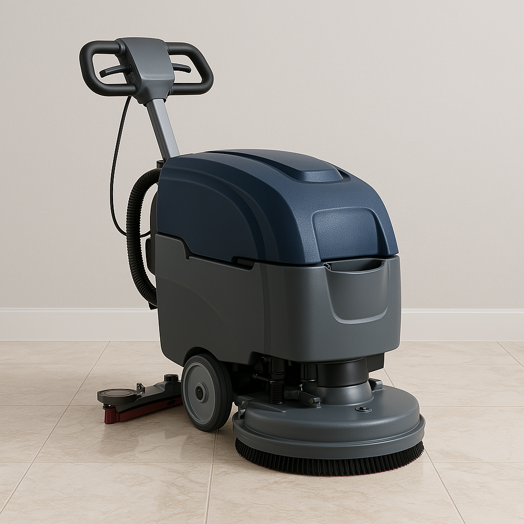 EcoScrub Glide 18E – Compact Floor Scrubber for Tight Spaces & Daily Cleaning